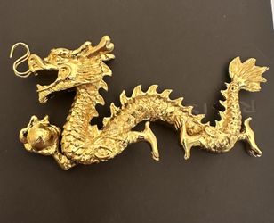 RISIS Chinese Dragon Gold Plated Signed Powerful Zodiac BEST