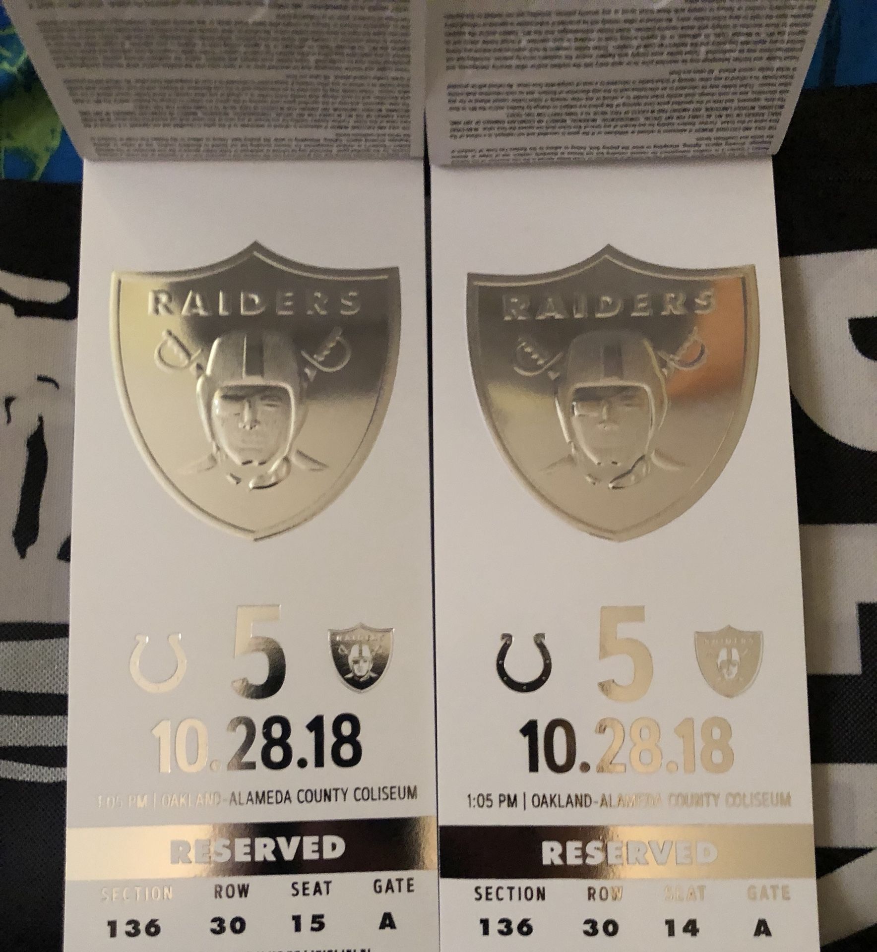 3 tickets left RAIDERS/COLTS