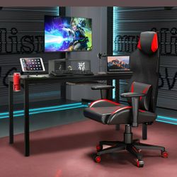 55" Ergonomic Gaming Desk w/ Monitor Shelf