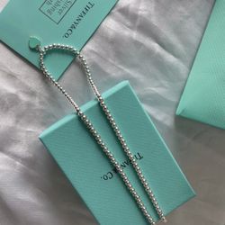 Tiffany & Co Sterling "Return To Tiffany" Blue Mini Double Heart Necklace