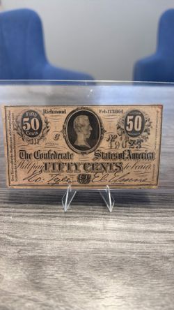 1864 Confederate States of America 50 Cents Note