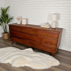 Mid-Century Modern Walnut Dresser | Clean Lines & Solid Storage