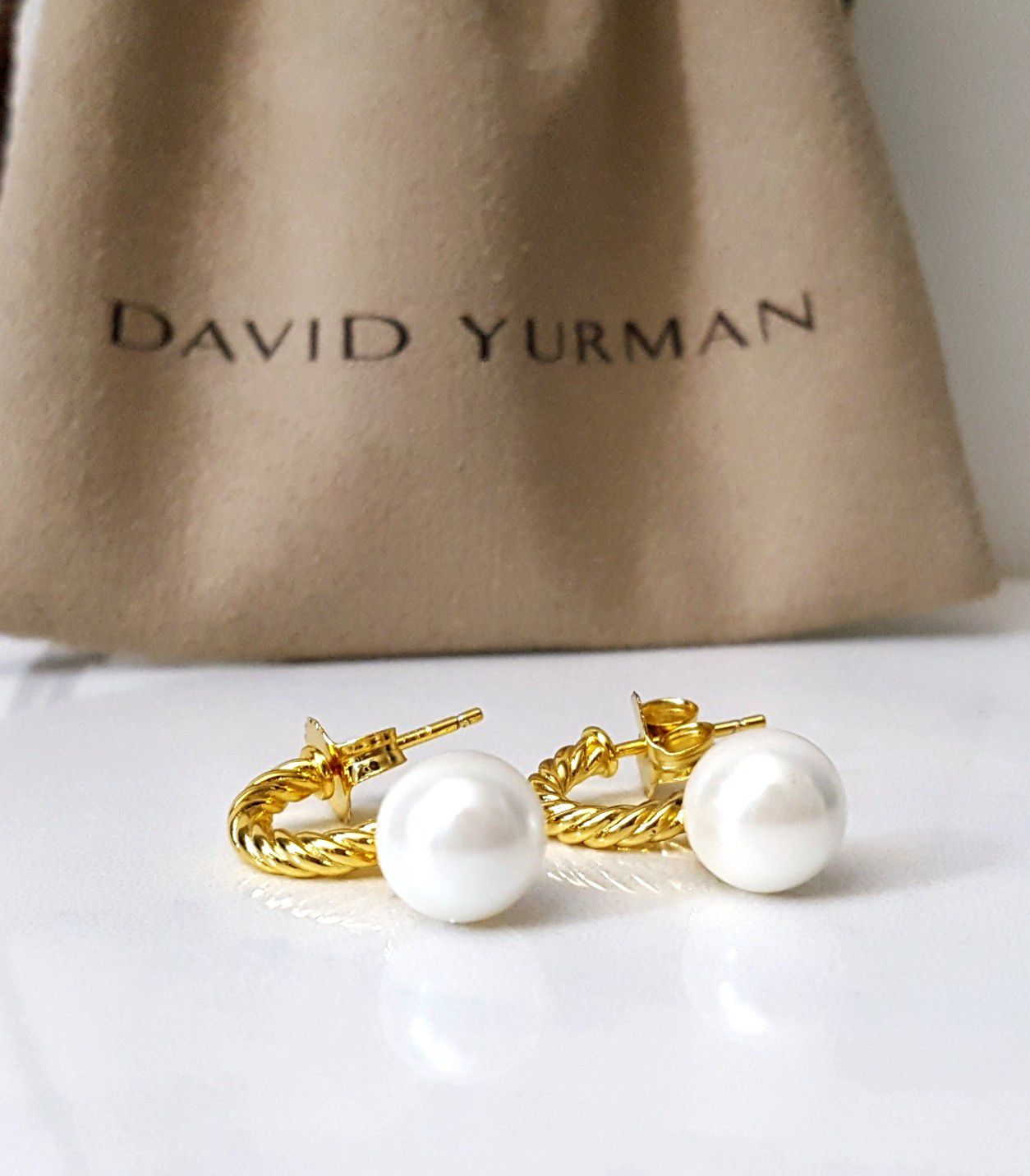David Yurman 18k Diamond Pearl Earrings