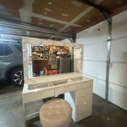 Boahaus Serena - Glass Top Large Vanity Desk