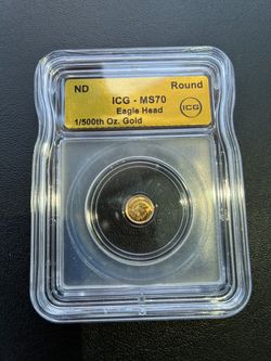 ICG MS70 Eagle Head 1/500th Oz Gold Round