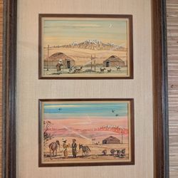 Mongolian School Watercolor (Signed)
