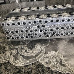Box Napkins  Silver & Black N W Stone ( handmade )