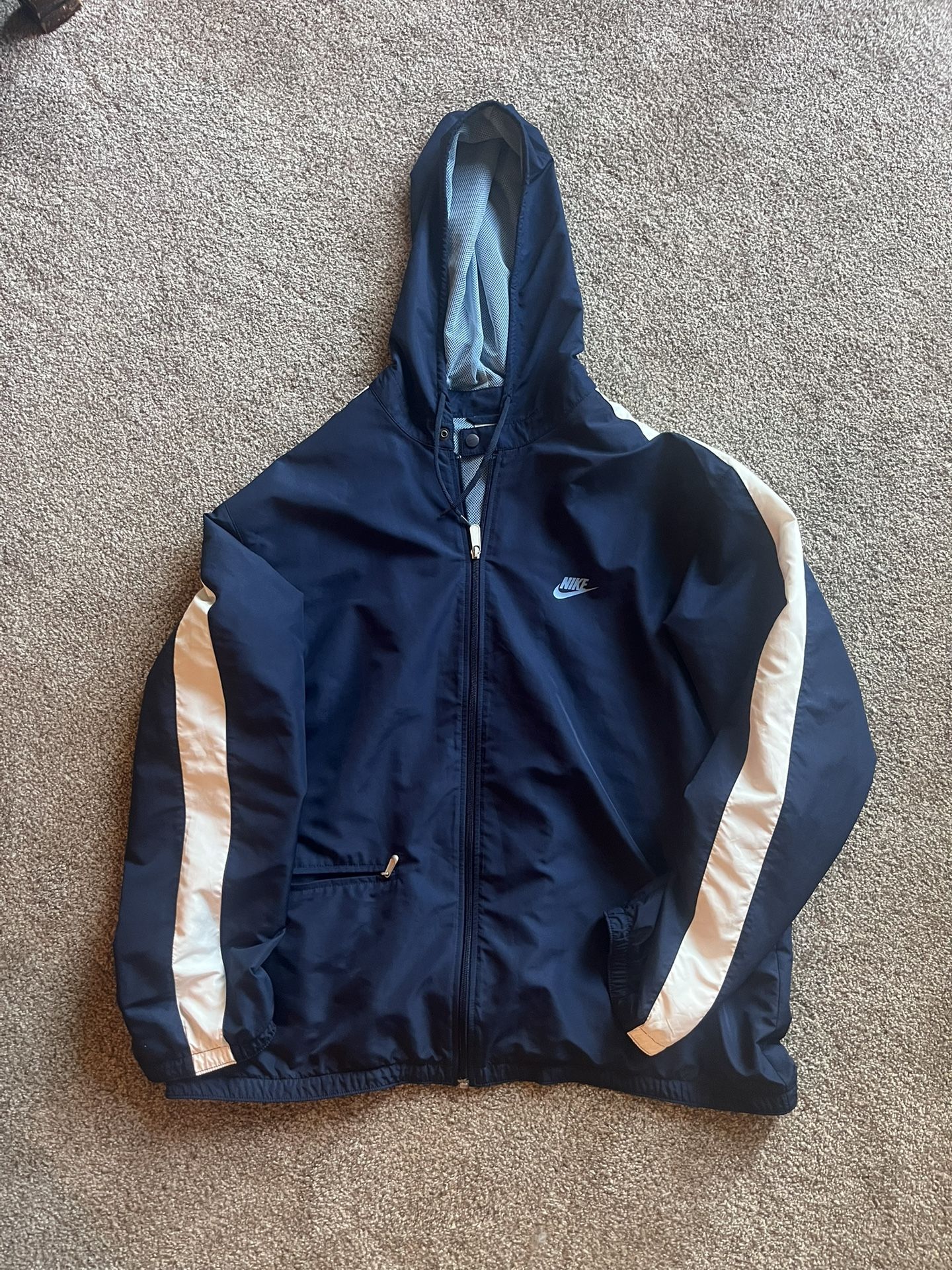 Nike Men's Dark Blue and White Windbreaker XXL