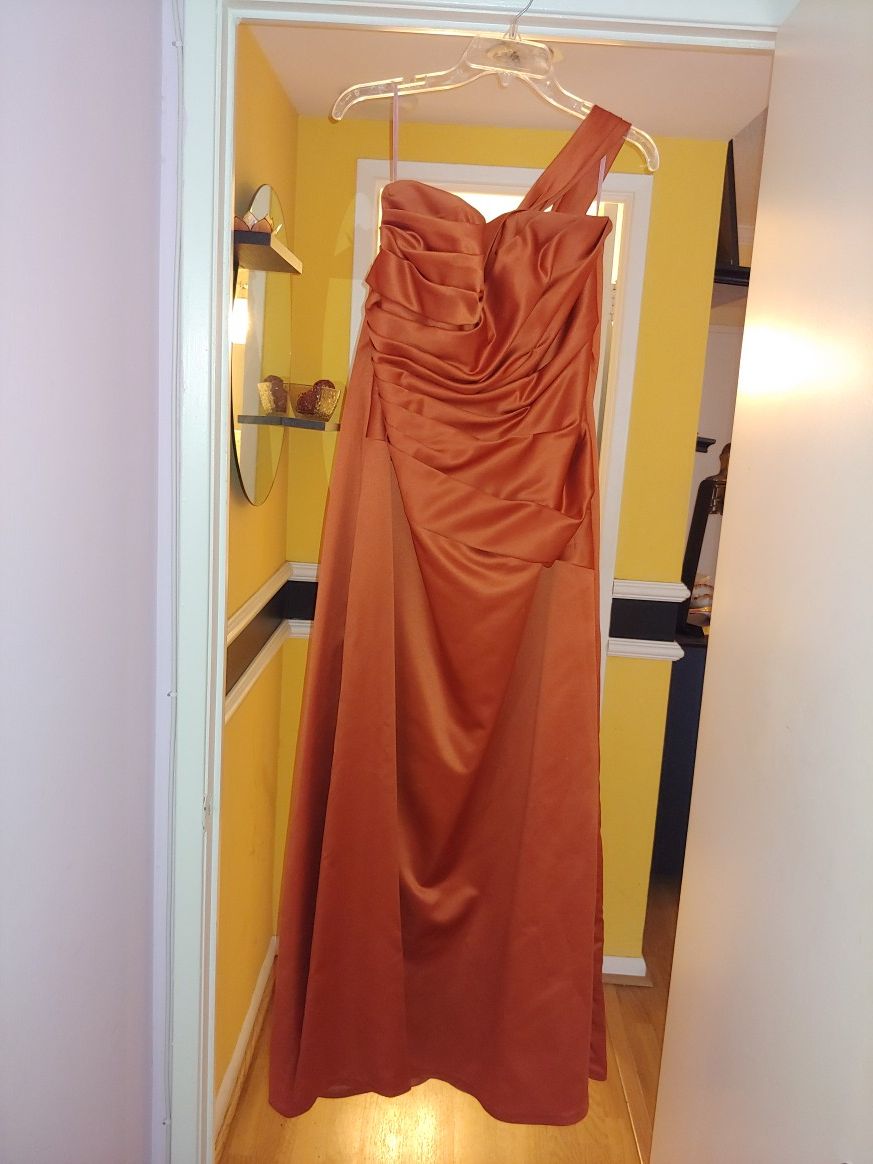 solid one piece deep Organge. off the shoulder dress