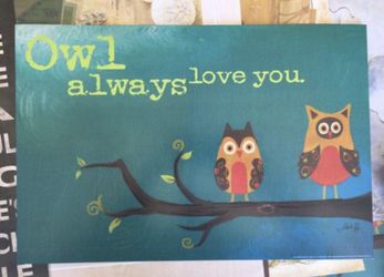 12x18 inches owl love art print poster