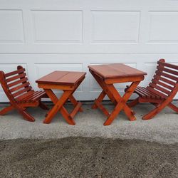Child Size Foldable Wooden Chair & Table Set.