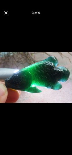 Certificate Jadeite Jade Green feng shui Grade A Wealth Fish