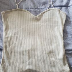 White Ripped String Top