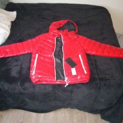 Men's Red Puffer Hoodie Size L