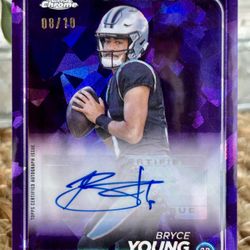 Bryce Young 2024 Topps Chrome Purple Sapphire Refractor Auto 08/10 - Carolina Panthers