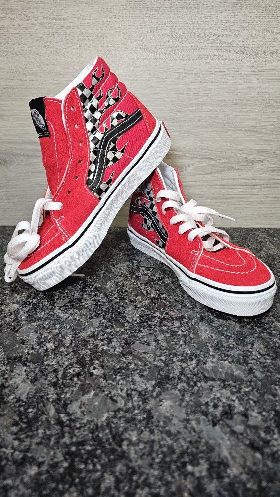 Kids' Vans SK8-Hi Checkered Red Flames, Sneakers Size 13