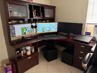 Realspace Magellan Performance L-Shape Desk + Hutch — $300