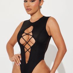 Lace Up Mesh Bodysuit ! Size Small 