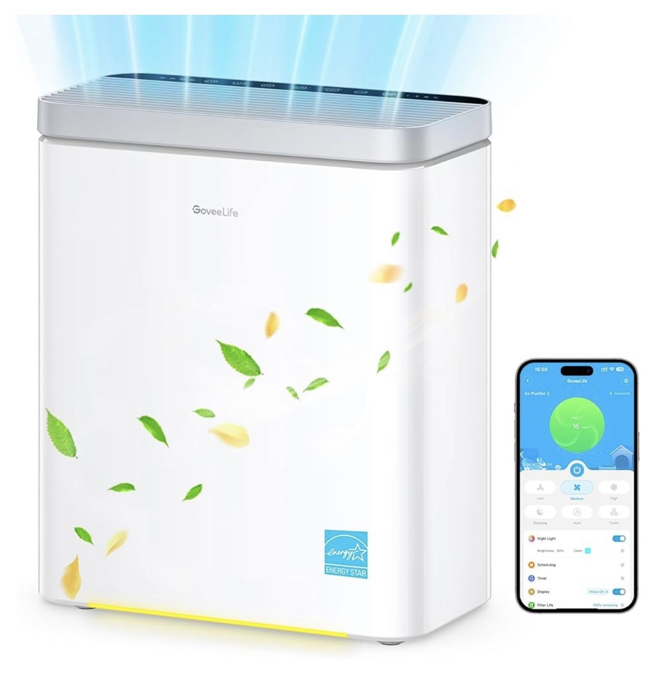 GoveeLife Smart Air Purifier for Home Large Room, Covers up to 1046 ft², HEPA Sleep Mode, 3-in-1 Filter Air Purifier with App Alexa Control