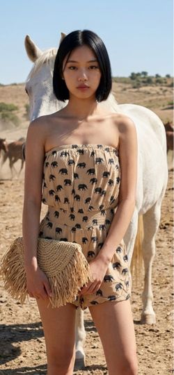 Strapless Elephant Print Romper