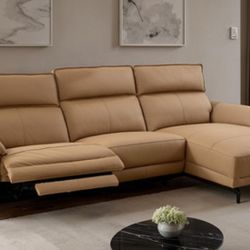 Brand New Brown Leather Power Reclining Sectional Sofa 