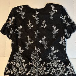 Black and White Beaded Cocktail Top