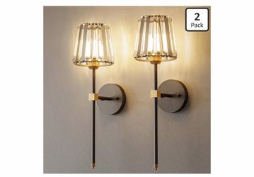 Crystal Battery Operated Wall Sconces Set of 2 (New)