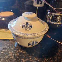 Asian Rice Serving Pottery Bowl