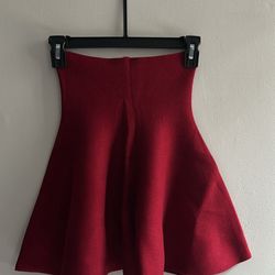 Red High waisted Flare Mini Skirt