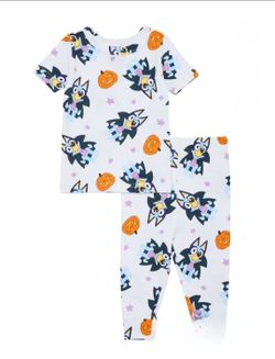 New Bluey Toddler Halloween Vampire & Pumpkin Short-Sleeve Pajama Set – Size 5T