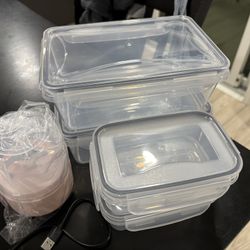 6 items/Food Storage Container Set and Portable Electric Food Chopper