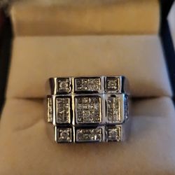 MENS 2CT DIAMOND RING 14K 14 GRAMS SIZE 12 G-H SI-1 COMES WITH CERTIFICATE OF Authenticity  And  APPRAISAL 