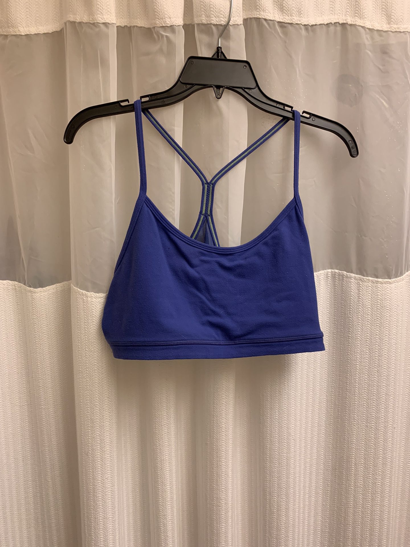 Lululemon blue purple raceback sports bra size 12 fair condition, used, no bra pads included 