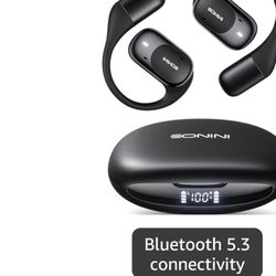 Open-Ear Bluetooth Earbuds, True Wireless Sports Headphones with Earhooks, 40H Playtime, IPX5 Waterproof, Smart Display Case, Mic for Active Lifestyle