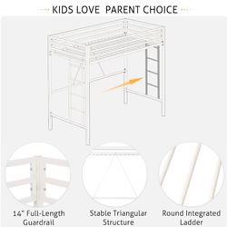 Metal Loft Bed With Guard Rail