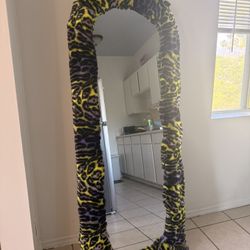 💚 Handmade Faux Fur Leopard Floor Mirror 💚