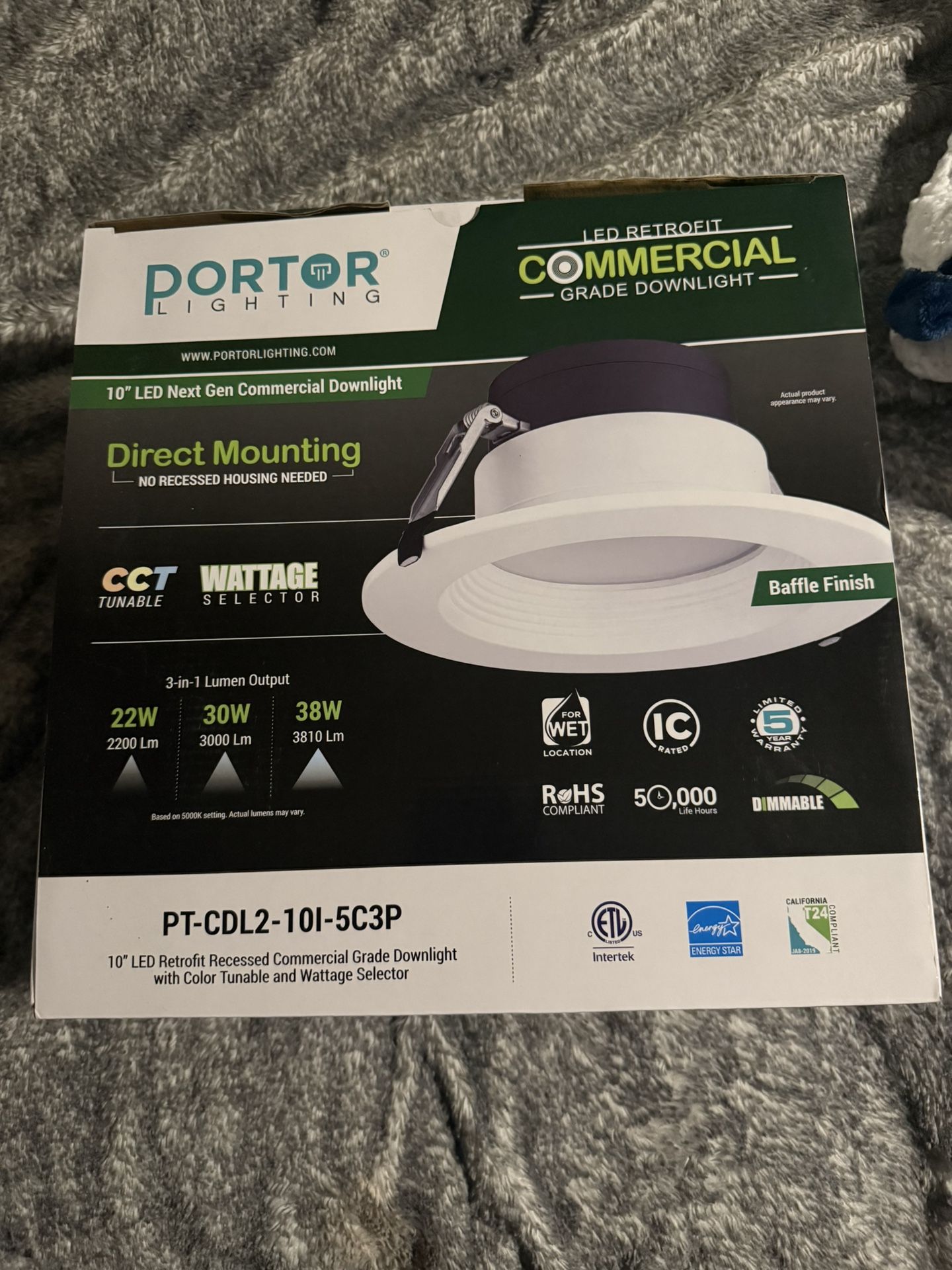 Two- PORTOR 10in. LED Commercial Grade Recessed Lighting