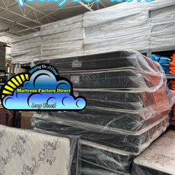 Queen Mattress Deluxe Colchon And Boxspring Bed Set 