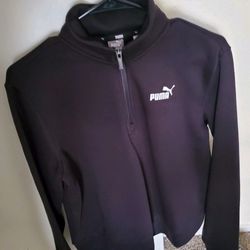**Puma Ladies' Half Zip Cropped Pullover Black 