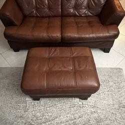 For Sake Leather Couch, Live Seat And Arm Chair With Ottoman 