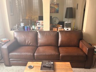 96” Luca top-grain leather sofa -Brown $795 OBO