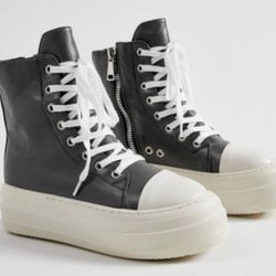 Black Ricky Leather Platform Sneakers 