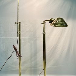 Mid Century Sunset Lamp Corp Adjustable Brass Pharmacy Floor Lamps 32”-49”