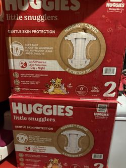 (4)Huggies Size 2 186ct Diapers NEW