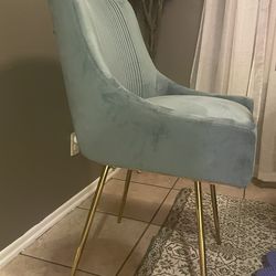 Modern Dining Chairs, Velvet Upholstered Dining Room Chairs with Gold Legs,Tufted Accent Chairs for Reception Room Living Room Study Room(Teal