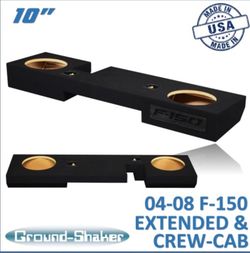Black 10" Dual Sealed Sub Box, Fits 04-08 Ford F-150 Ext-Cab & Crew-Cab