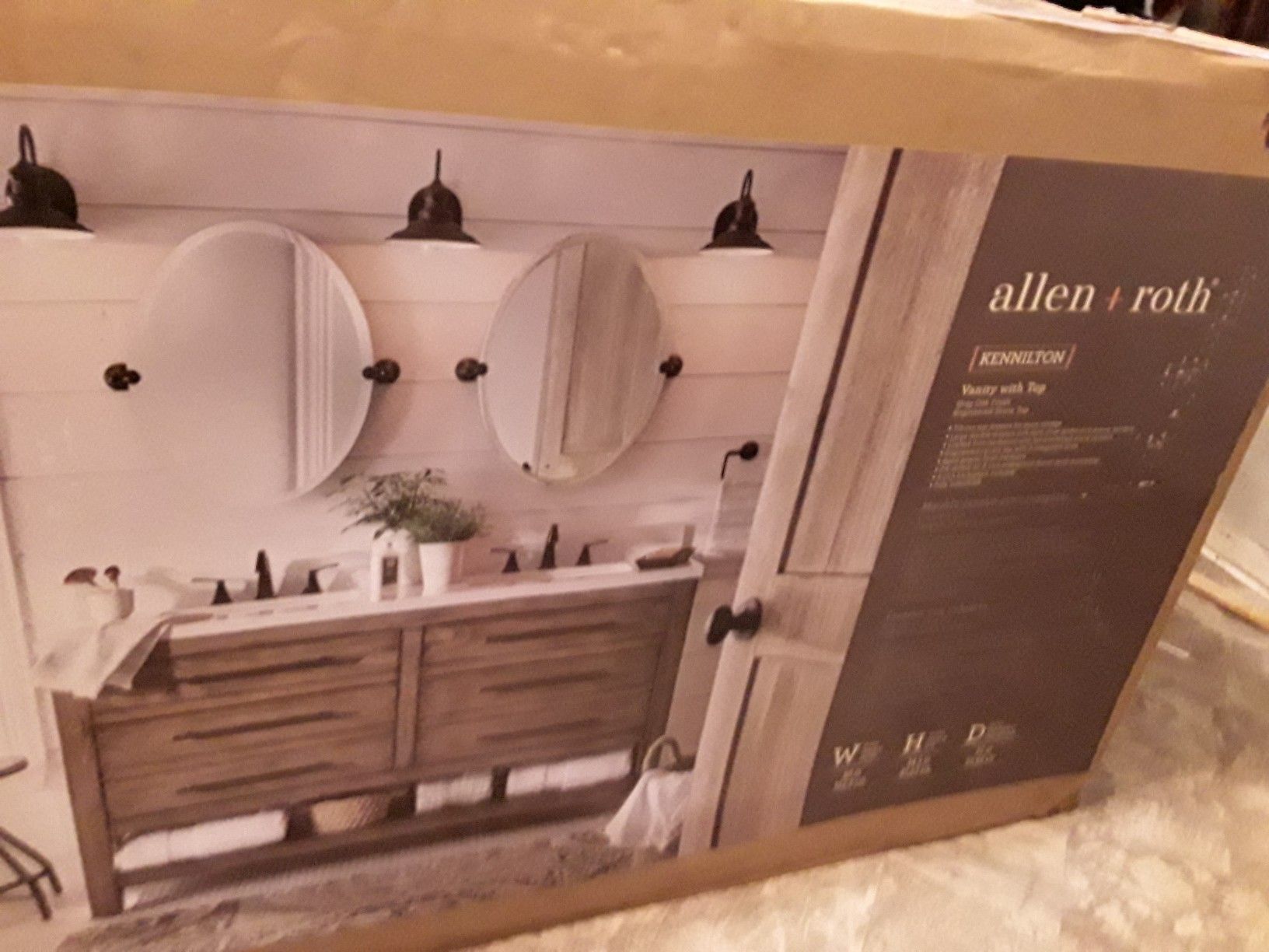 Allen Roth bathroom vanity with top and Scott living Canterbury vanity with top