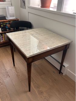 Dining Table with Travertine Top