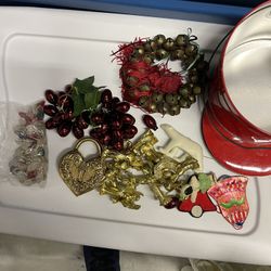 Vintage Lot  Of Christmas Tree Ornaments, toys