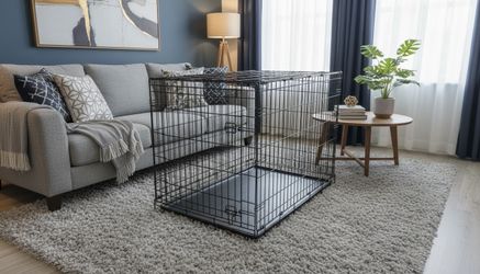 42x28x30in Extra Large Black Metal Double Door Dog Pet Animal Cage Containment Crate! Great for dogs 71-90lbs!